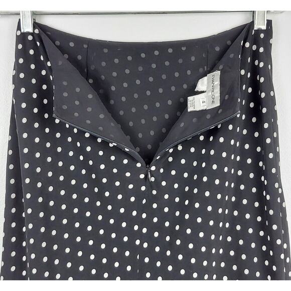 Evan Picón Women's Size 4 Ruffle Knee Length Pencil Skirt Black White Polka Dots - Picture 3 of 10